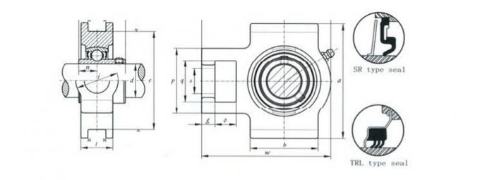 Ένσφαιρος τριβέας φραγμών μαξιλαριών Setscrew UCT211 με τον κάτοχο 55mm × 55.6mm × 100mm ολισθαινόντων ρυθμιστών 0