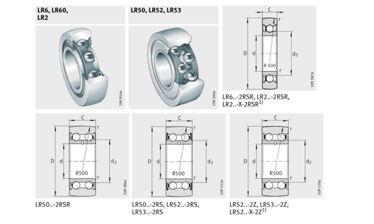 Ο τύπος LR50/8 2RS σφαιρών σφράγισε το γωνιακό επαφών κύλινδρο διαδρομής ζυγών υπόλοιπου κόσμου ένσφαιρου τριβέα διπλό 1