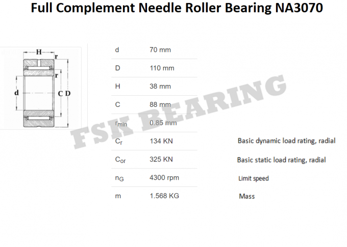 Πλήρες συμπλήρωμα ρουλεμάν κυλίνδρων βελόνων εξουσιοδότησης NA3070 με το εσωτερικό δαχτυλίδι 0