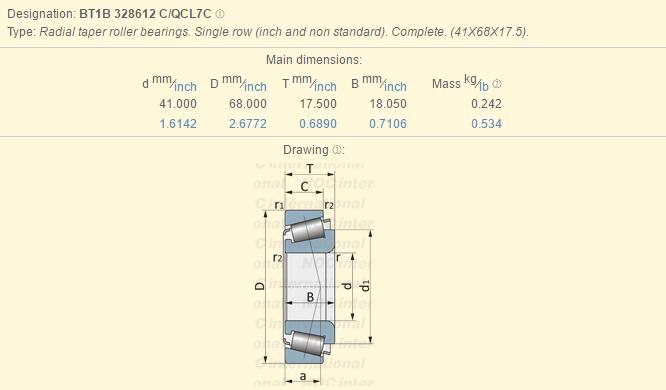 Υψηλή ακρίβεια με κωνικούς κυλίνδρους ρουλεμάν μερών αυτοκινήτου BT1B 328612 C/QCL7C 0