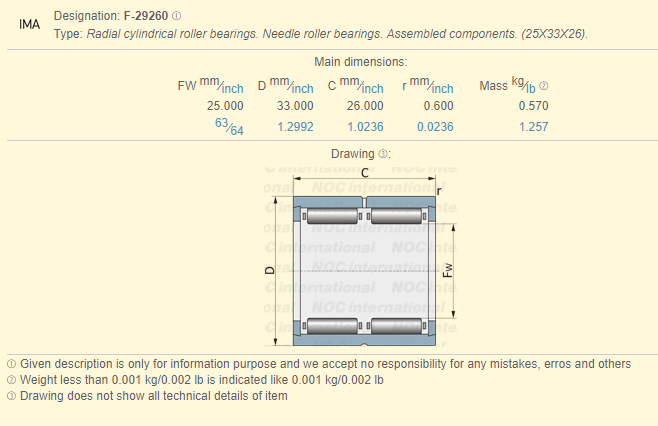 Φ-29260 ρουλεμάν για την ταυτότητα 25mm OD 33mm Τύπων εκτύπωσης και μηχανών λήξης τυπωμένων υλών 0