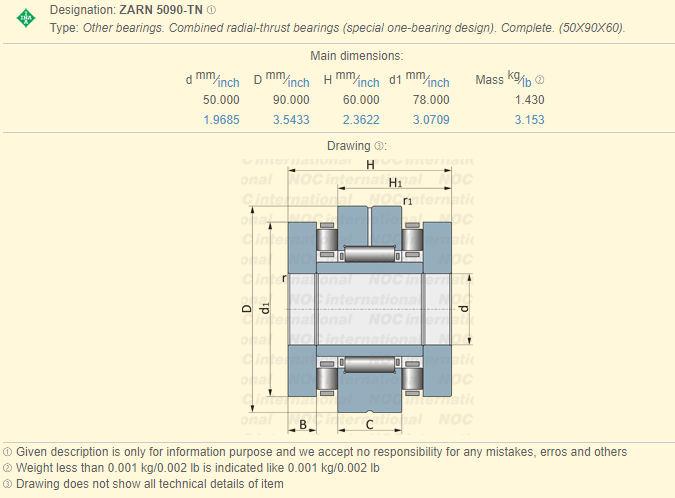 Διπλής κατεύθυνσης συμπεριφορά βιδών σφαιρών ρουλεμάν βελόνων ZARN 5090 συνδυασμένη η TN για CNC τη μηχανή 0
