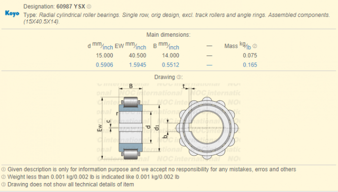 ABEC -5 609 87 YRX, γενικό ρουλεμάν εκκεντρικών κυλίνδρων 614 06-11 YSX για τον περιστροφικό βραχίονα 0