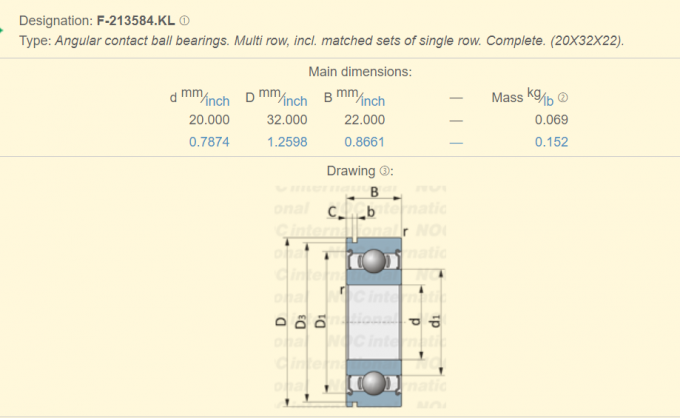 Εξαιρετική ποιότητα φ-213584 γωνιακός ένσφαιρος τριβέας επαφών KL 20 × 32 × 22 χιλ. ενιαίου υπόλοιπου κόσμου με τη λαστιχένια σφραγίδα 0
